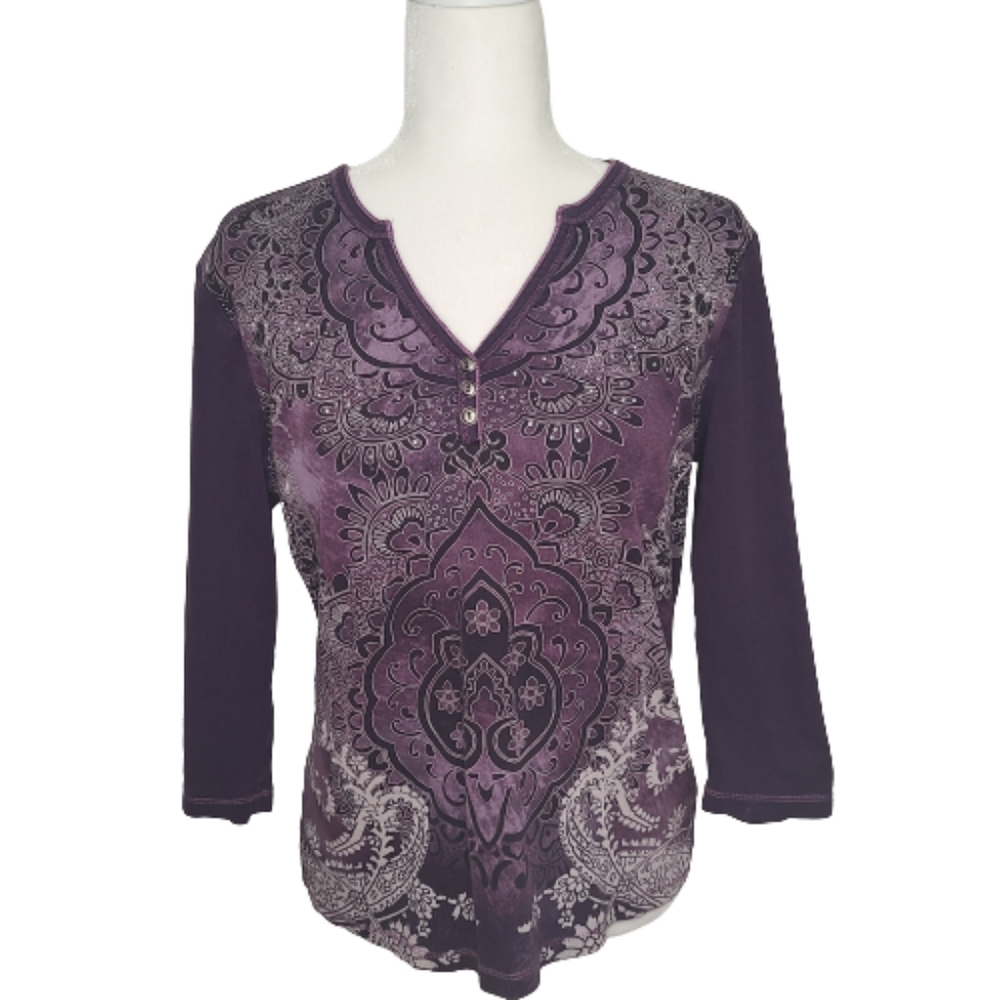 Womens Blue Canyon 3/4 Sleeve Purple Top (Medium)